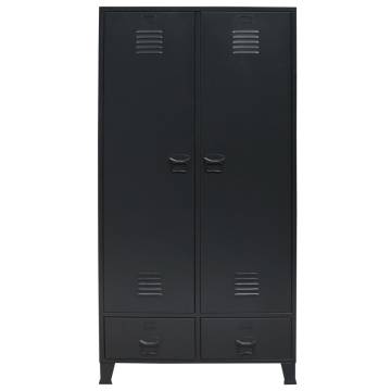 Industrial Style Metal Wardrobe 90x40x180 cm - Black