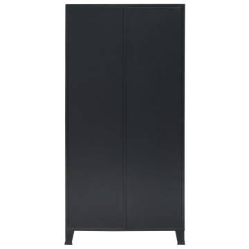 Industrial Style Metal Wardrobe 90x40x180 cm - Black