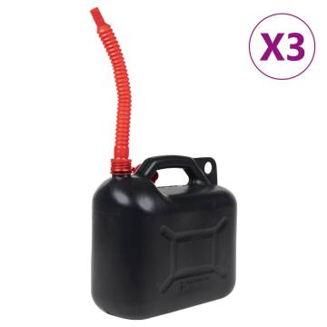 Fuel Can with Flexible Spout - 3 pcs Black 10L Plastic