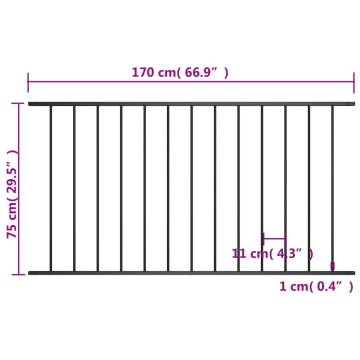 Black Powder-coated Steel Fence Panel 1.7x0.75 m | Hipo Market