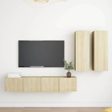 4 Piece Sonoma Oak TV Cabinet Set | Stylish Storage Solution