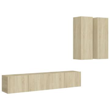 4 Piece Sonoma Oak TV Cabinet Set | Stylish Storage Solution