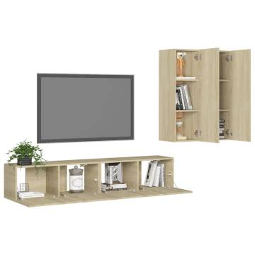 4 Piece Sonoma Oak TV Cabinet Set | Stylish Storage Solution