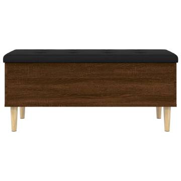 Stylish Brown Oak Storage Bench - 102x42x46 cm