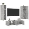 6 Piece TV Wall Units with LED Concrete Grey Engineered Wood Colour concrete grey Quantity in Package 1 