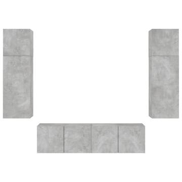 6 Piece TV Wall Units with LED in Concrete Grey | HipoMarket