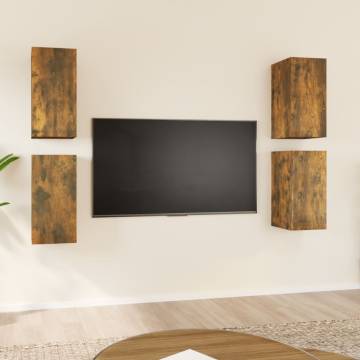 Stylish Smoked Oak TV Cabinets - 4 Pcs | Hipomarket