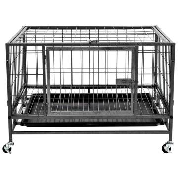 Heavy Duty Dog Cage with Wheels - Steel 82x66x56 cm