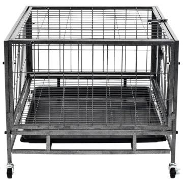 Heavy Duty Dog Cage with Wheels - Steel 82x66x56 cm