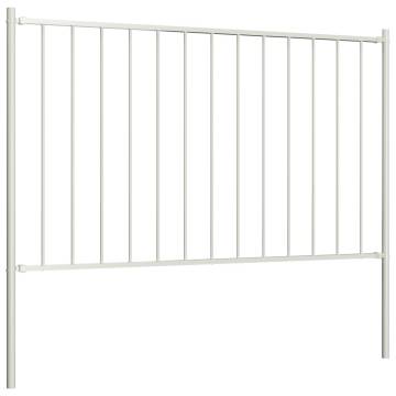 White Powder-coated Steel Fence Panel with Posts - 1.7x0.75 m