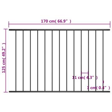 Fence Panel Powder-coated Steel 1.7x1.25 m Black | HipoMarket