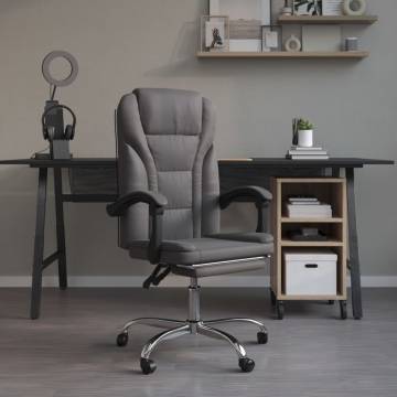 Stylish Grey Faux Leather Reclining Office Chair | HipoMarket