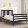 Solid Wood Bed Frame with Headboard - Black 100x200 cm