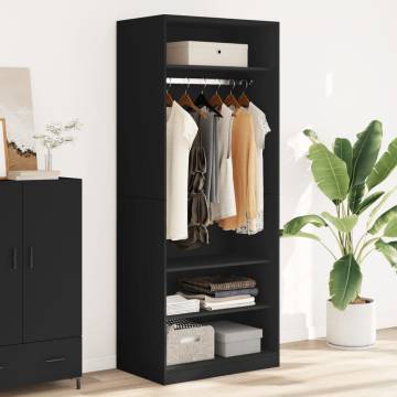 Stylish Black Wardrobe 80x50x200 cm | Engineered Wood