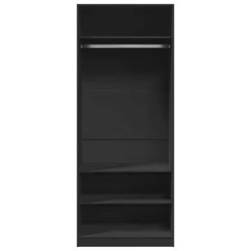 Stylish Black Wardrobe 80x50x200 cm | Engineered Wood