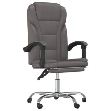 Stylish Grey Faux Leather Reclining Office Chair | HipoMarket