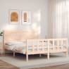 Bed Frame with Headboard King Size Solid Wood Colour natural Size 150 x 200 cm 