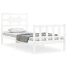 White Bed Frame with Headboard - Solid Wood 100x200 cm