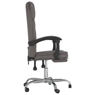 Stylish Grey Faux Leather Reclining Office Chair | HipoMarket