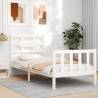 White Bed Frame with Headboard - Solid Wood 100x200 cm