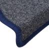 Carpet Stair Treads 15 pcs Dark Grey & Blue - Non-Slip & Washable