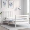 Bed Frame with Headboard White 90x200 cm Solid Wood Colour white Size 90 x 200 cm 