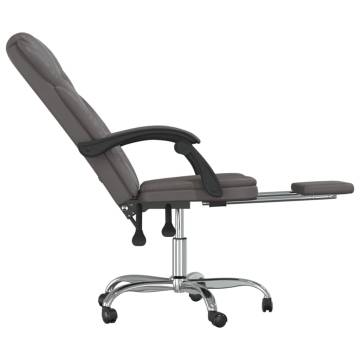 Stylish Grey Faux Leather Reclining Office Chair | HipoMarket