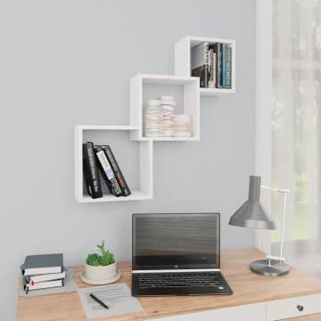 Stylish Cube Wall Shelf White - 68x15x68 cm, Durable Design