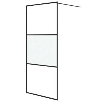 Modern Black Walk-in Shower Wall 90x195 cm - Half Frosted ESG Glass