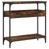 Elegant Smoked Oak Console Table with Shelf - 75x29x75cm