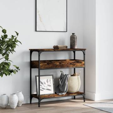 Elegant Smoked Oak Console Table with Shelf - 75x29x75cm