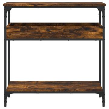 Elegant Smoked Oak Console Table with Shelf - 75x29x75cm