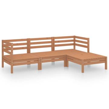 4 Piece Garden Lounge Set - Solid Pinewood Honey Brown