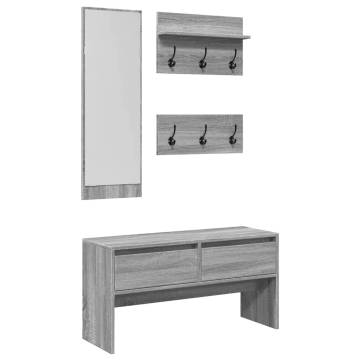 4 Piece Grey Sonoma Engineered Wood Hallway Furniture Set