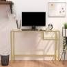  Computer Desk Transparent 100x36x74 cm Tempered Glass Colour transparent and gold 