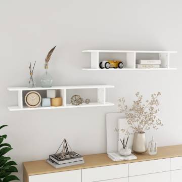 Wall Shelf 2 Pcs - Stylish White Engineered Wood Storage