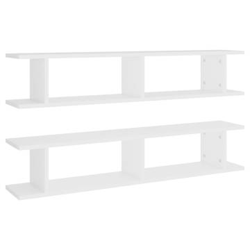 Wall Shelf 2 Pcs - Stylish White Engineered Wood Storage