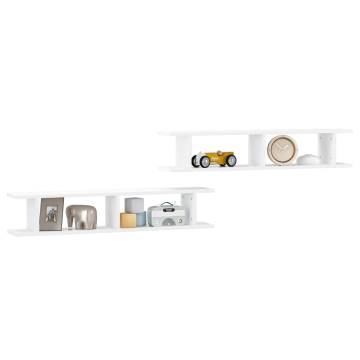 Wall Shelf 2 Pcs - Stylish White Engineered Wood Storage