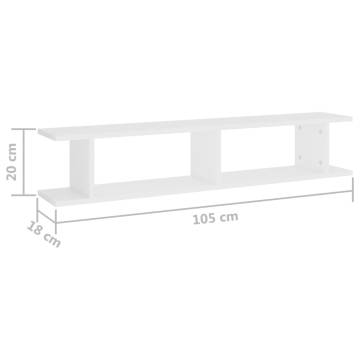 Wall Shelf 2 Pcs - Stylish White Engineered Wood Storage