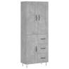 Stylish Highboard in Concrete Grey - 69.5x34x180 cm