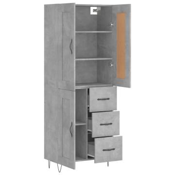 Stylish Highboard in Concrete Grey - 69.5x34x180 cm