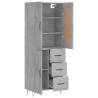 Stylish Highboard in Concrete Grey - 69.5x34x180 cm