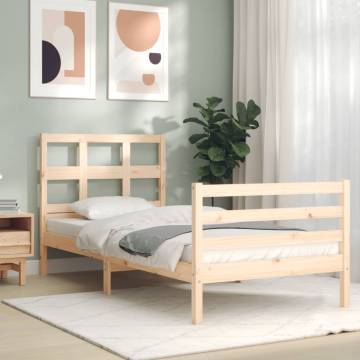 Solid Wood Bed Frame with Headboard 100x200 cm - HIPOMarket