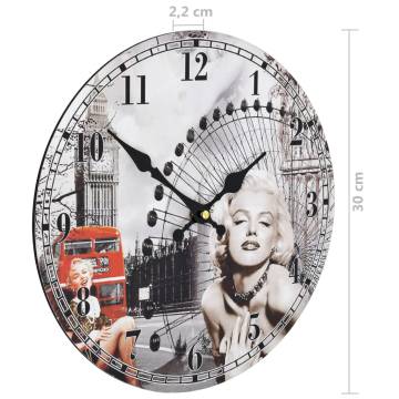 Vintage Wall Clock Marilyn Monroe - Retro 30 cm Decor