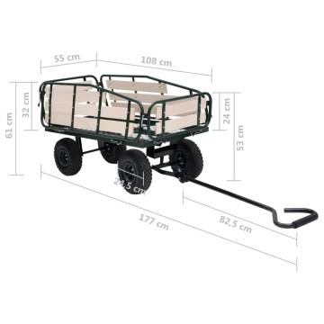 Durable Garden Hand Trolley - Metal & Wood 250 kg Capacity