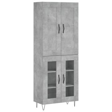 Stylish Highboard in Concrete Grey - 69.5x34x180 cm