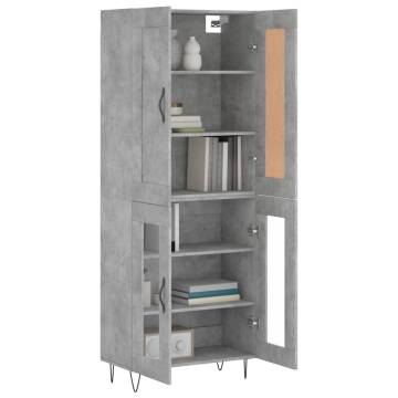 Stylish Highboard in Concrete Grey - 69.5x34x180 cm