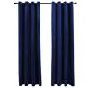 Elegant Dark Blue Velvet Blackout Curtains - 2 pcs 140x175 cm