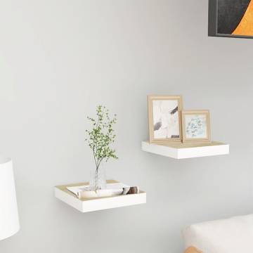 Floating Wall Shelves - Oak & White 2 Pcs | Hipomarket UK