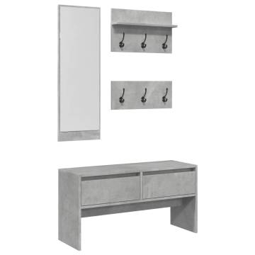 4 Piece Concrete Grey Hallway Furniture Set | Hipomarket UK